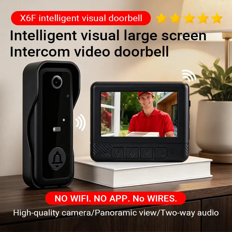 Wireless Video Doorbell Camera with Screen, No WiFi, Two-Way Audio & Night Vision