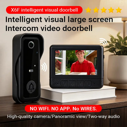 Wireless Video Doorbell Camera with Screen, No WiFi, Two-Way Audio & Night Vision