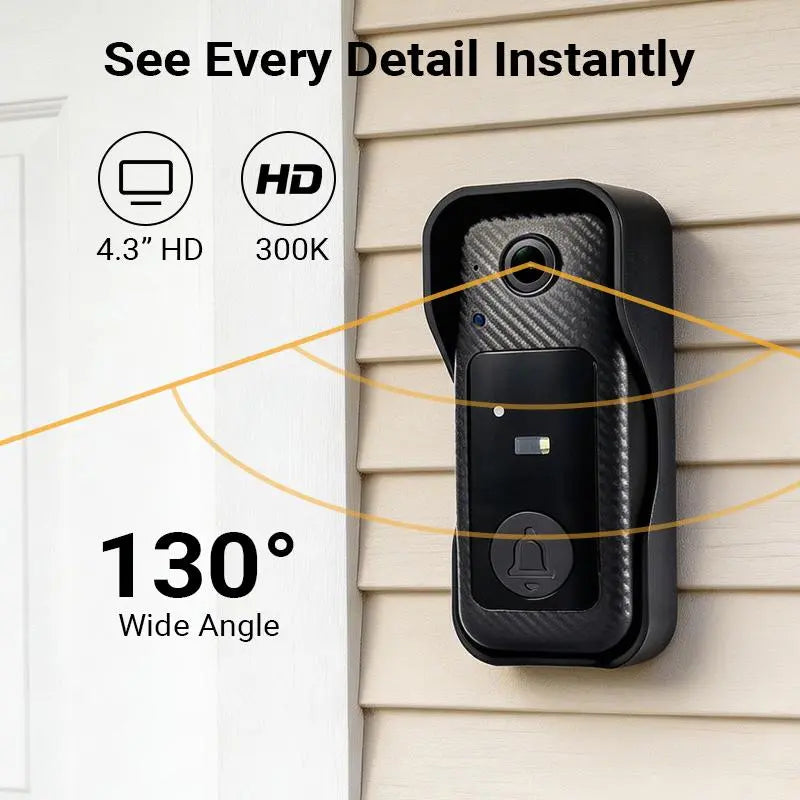 Wireless Video Doorbell Camera with Screen, No WiFi, Two-Way Audio & Night Vision