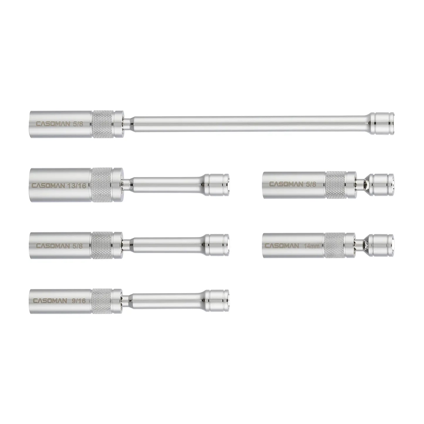 6PCS 3/8" Drive Magnetic Spark Plug Socket Set Thin Wall Swivel CR-V Deep Sockets Kit