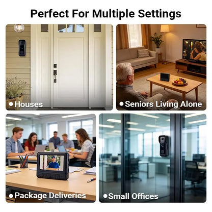 Wireless Video Doorbell Camera with Screen, No WiFi, Two-Way Audio & Night Vision