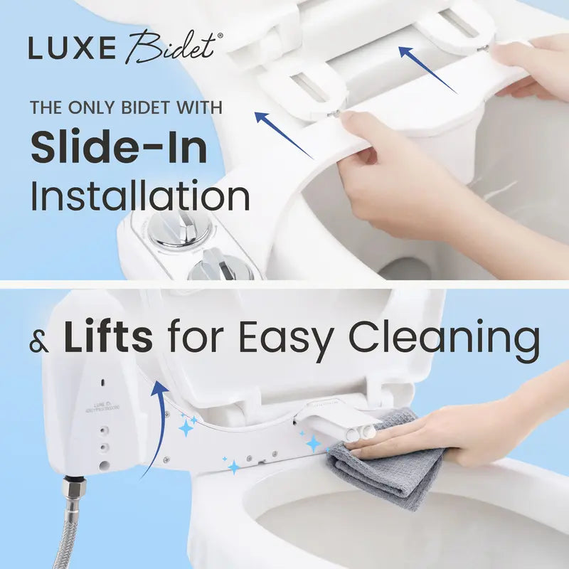 Dual Nozzle Bidet Toilet Seat Attachment, Self-Cleaning