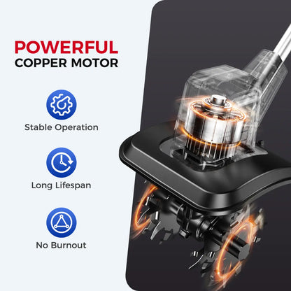 20V Cordless Electric Tiller with 2×4.0Ah Batteries & Charger, 360RPM Garden Cultivator with 48 Steel Tines, 9" Width 6.6" Depth for Lawn & Soil Cultivation