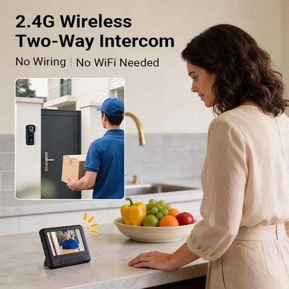 Wireless Video Doorbell Camera with Screen, No WiFi, Two-Way Audio & Night Vision