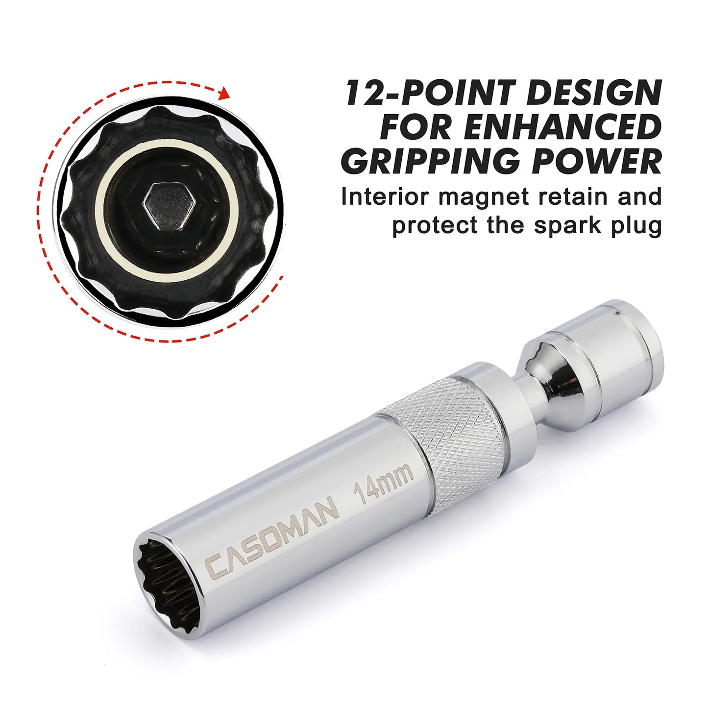 6PCS 3/8" Drive Magnetic Spark Plug Socket Set Thin Wall Swivel CR-V Deep Sockets Kit