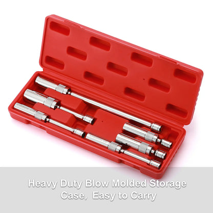 6PCS 3/8" Drive Magnetic Spark Plug Socket Set Thin Wall Swivel CR-V Deep Sockets Kit