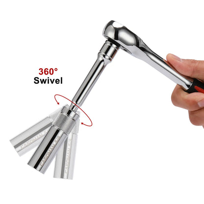 6PCS 3/8" Drive Magnetic Spark Plug Socket Set Thin Wall Swivel CR-V Deep Sockets Kit