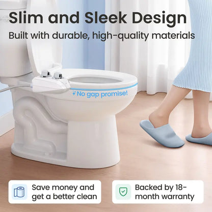 Dual Nozzle Bidet Toilet Seat Attachment, Self-Cleaning
